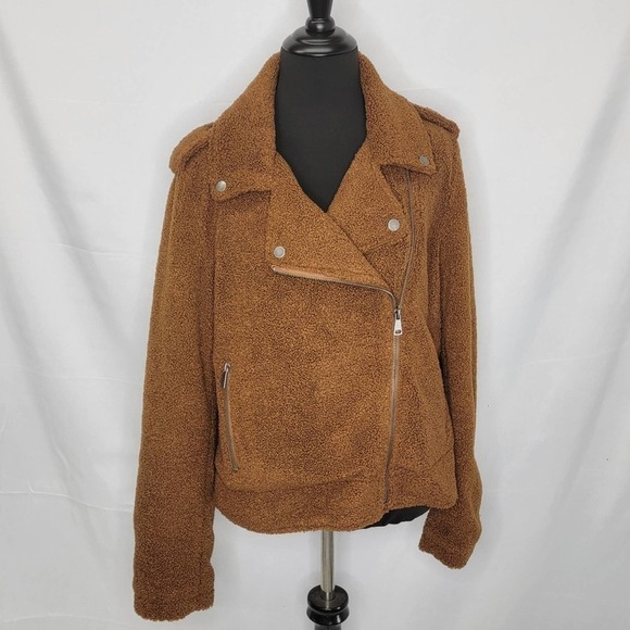 MAX Studio Brown sherpa moto jacket - Picture 5 of 16
